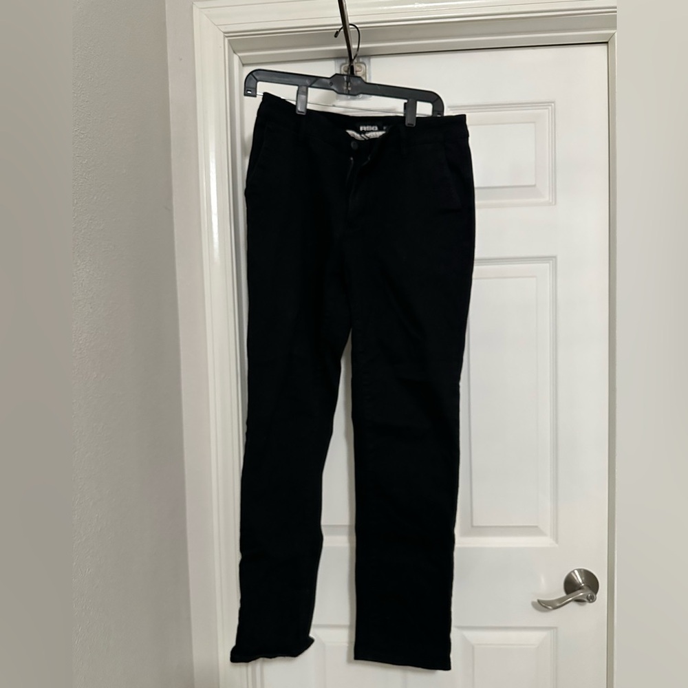 RSQ Black Chinos Classic Straight-Leg Design